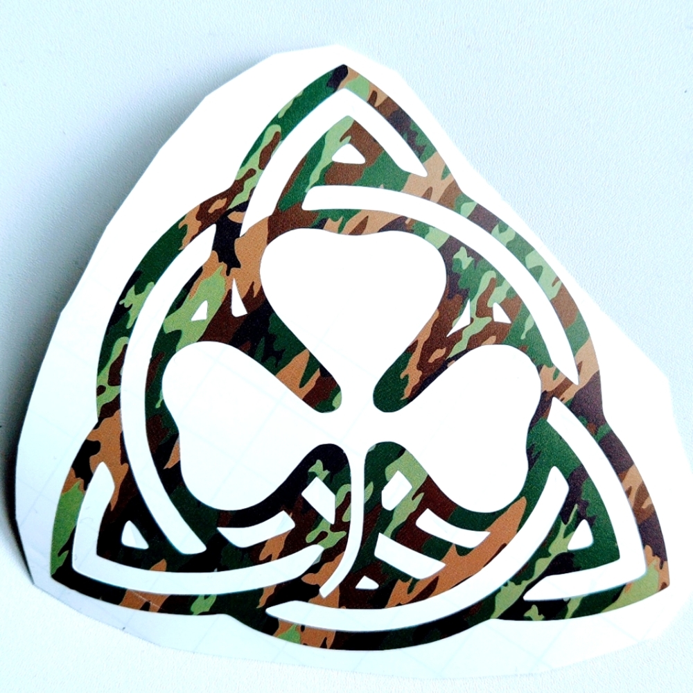 Irish Celtic Trinity Shamrock In Camo Vinyl
